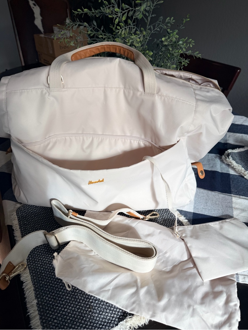 Herschel Supply Company Cream Travel Weekender with Tan Accents